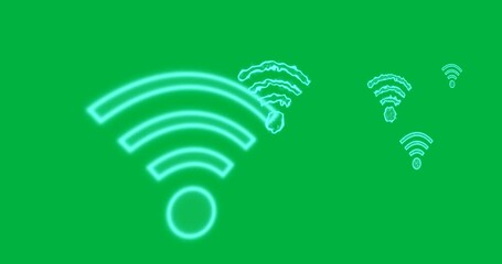 Wall Mural - Animation of blue wifi icons over transparent background