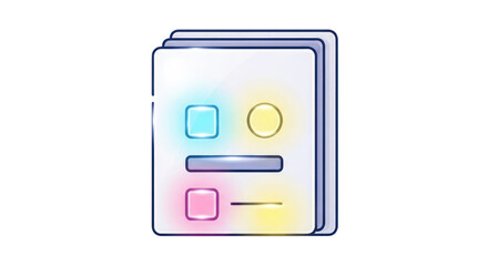 Vibrant design system icon isolated on a transparent background, showcasing organized UI components and elements
