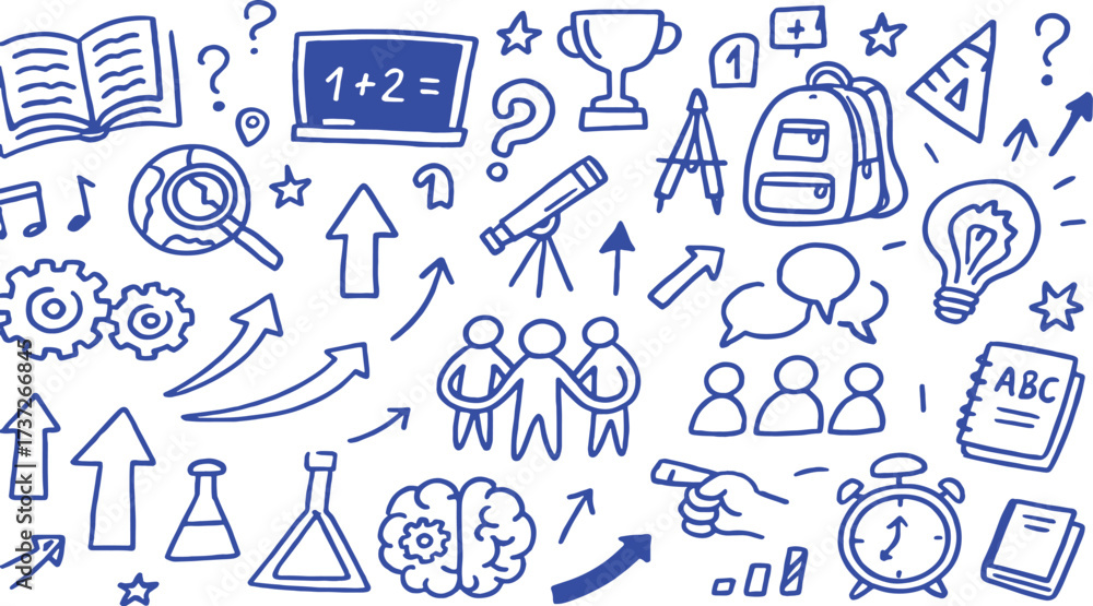 Education and Learning Doodle Collection with Symbols and Icons school ...