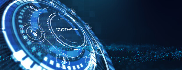 Business, Technology, Internet and network concept. Outsourcing human resources. 3d illustration