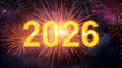 © skillrise - Golden 2026 Numerals with Colorful Fireworks