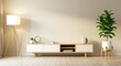 © Jamil - Modern living room interior with furniture and plant. tv stand cabinet potted plant floor lamp home decor decoration design style house