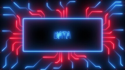 DATA text Learning and Artificial Intelligence Business, modern technology, internet networking concept. Data technology. science mind. Futuristic cyber innovation automation brain. 4K video