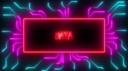 DATA text Learning and Artificial Intelligence Business, modern technology, internet networking concept. Data technology. science mind. Futuristic cyber innovation automation brain. 4K video