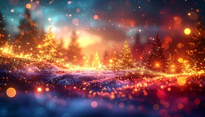 Wall Mural - Abstract glowing Christmas lights