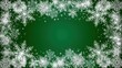 © Craft - Christmas snowflake border, intricate white snowflakes on green background, festive, copy space