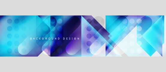 Wall Mural - Abstract geometric shapes, vibrant blue tones, modern design. Gradient colors create dynamic visual effect. Minimalist style.