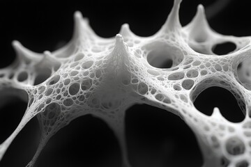 Wall Mural - Intricate white microscopic network with a stunning porous structure offers a compelling scientific or futuristic background design.