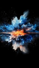 Wall Mural - Electric Dream A Breathtaking Swirling Nebula of Blue and Orange Energy Particles in Motion