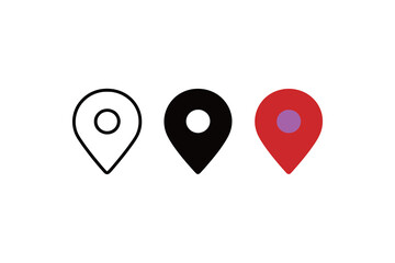 Wall Mural - Location Pin Map Marker Icon Set - Outline, Solid, and Colorful Styles for Navigation App and Website UI