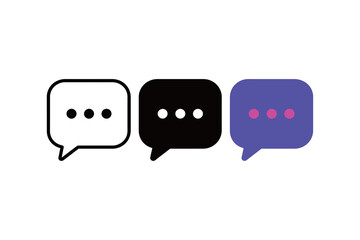 Wall Mural - Three Dot Ellipsis in Speech Bubble Icon Set - Outline, Solid, and Colorful Styles for Typing Status Indicator