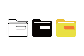 Wall Mural - Folder Icon Set - Outline, Solid Black, and Colorful Styles for File Storage and Document Organization