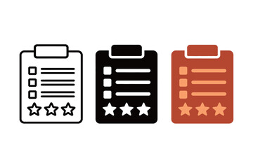 Wall Mural - Checklist and Star Rating Icon Set - Outline, Solid, and Colorful Styles for Survey, Review, and Quality Feedback