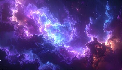 Wall Mural - Abstract dark blue background with glowing plasma light texture, liquid motion, and energy waves pattern