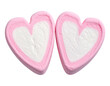 © Ren - Two heart-shaped marshmallows with pink edges and white fluffy insides