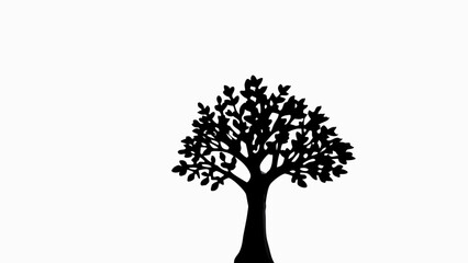 Elegant black tree silhouette with transparent background for professional design projects and nature themes