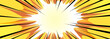 © klyaksun - Comic explosion and boom effect. Vector cartoon illustration of abstract orange and yellow rays on white background, anime superhero motion speed, boom lightning, retro bomb blast, bang pattern