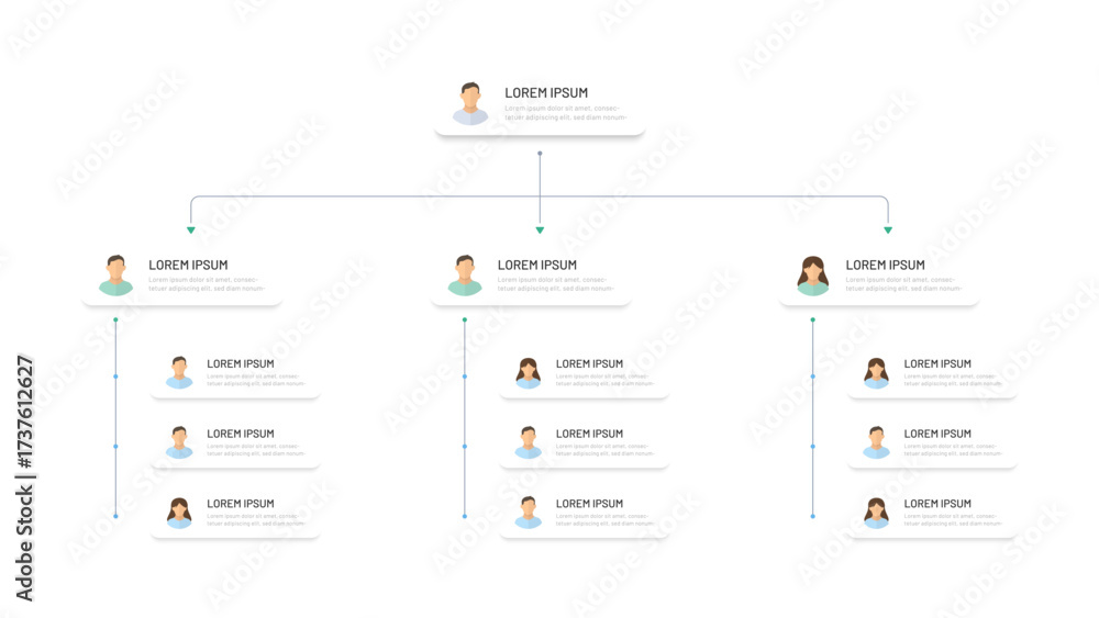 Organisation Tree Corporate organizational structure of a business company. Modern simple ...