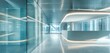 © xartproduction - Futuristic Office Lobby with Glowing Reception Desk and Glass Walls