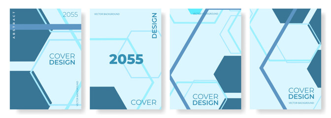 Wall Mural - blue abstract hexagonal line poster background. cover design template vector set. medical brochure i