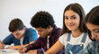 © Bayu Tri Nugroho - Diverse Young Students Embrace Collaborative Learning During Exam Preparation A Bright Future of Education Knowledge and Friendship Multiethnic School Environment 180 chars