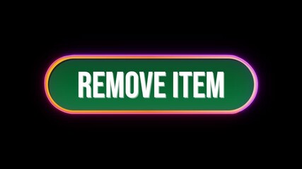 Wall Mural - Remove Item, Button Click Animation with Computer Mouse Cursor and Luxury Neon Glow Colorful Border on Black Background