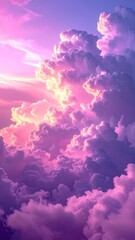Wall Mural - Bright blue sky with white clouds forming a beautiful cloudscape on a clear summer day