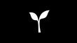 © Sititri - Minimalist white plant sprout icon on a stark black background, symbolizing growth, nature, sustainability, and fresh beginnings.
