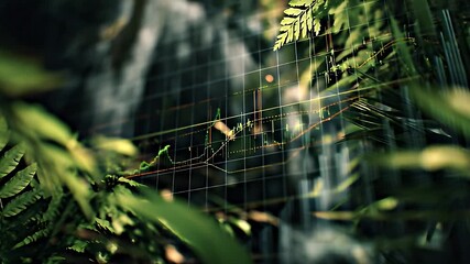 Delicate Spiderweb Glistening with Dew in Lush Green Forest.