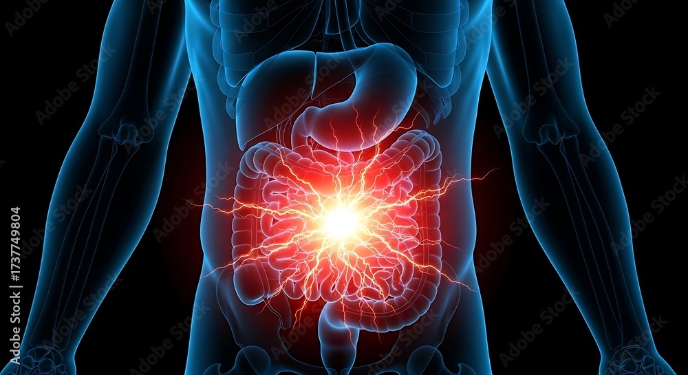 Organ Radiating Pain Stock-Illustration „Human body with internal organs and pain radiating ...