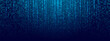 © AntonKhrupinArt - Binary code rain background in blue. Abstract matrix effect with flowing numbers 0 and 1. Futuristic tech, data stream, cyber security, computer software and digital system design.