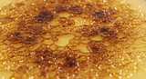 Closeup of a perfectly caramelized sugar crust on a creme brulee dessert.