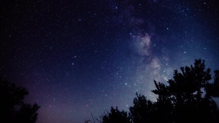 Wall Mural - Milky Way stars on a dark countryside skies. Time-lapse video.