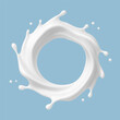© Vector_Artist - Milk circle splash isolated on blue background. Vector dairy concept