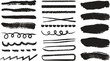 © OasisVector Studio - Hand drawn brush strokes set. Chalk and crayon style sketch lines, circles and abstract shapes in rough freehand texture. Vector illustration of doodle marker stroke elements.