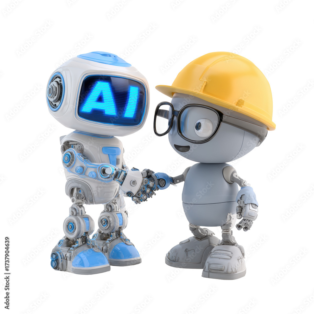 AI Robot Collaboration on Transparent Background