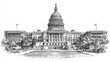 © Halina - United States Capitol engraving sketch classic historic architecture detailed line drawing illustration
