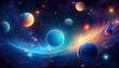 © Nicholas - celestial bodies floating amidst vibrant stars and nebulae with soft blue glow