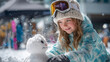 © Creative Fox - Girl is building snowman in a ski resort