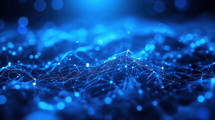Abstract blue background with connected lines for network concept