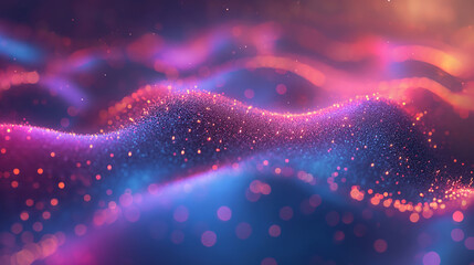 Wall Mural - Elegant dark brown background featuring golden particles and sparkling waves