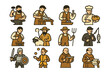 © maximon4ik - Medieval trades: flat icon collection of historical professions