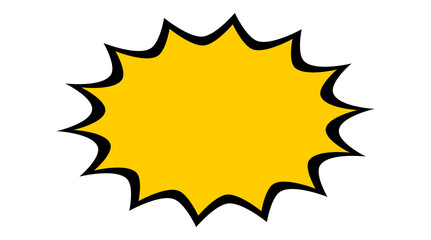 Yellow comic starburst explosion shape on transparent background. PNG label design element for stickers, price tags, sale banners, scrapbooks, posters, and digital artwork