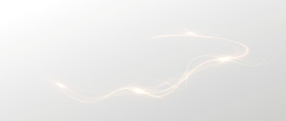 Wall Mural - Golden curved light ribbon png with shine. Smooth gold twirl with glowing effect. Elegant festive line element. Glowing golden swirl png for decoration.	
