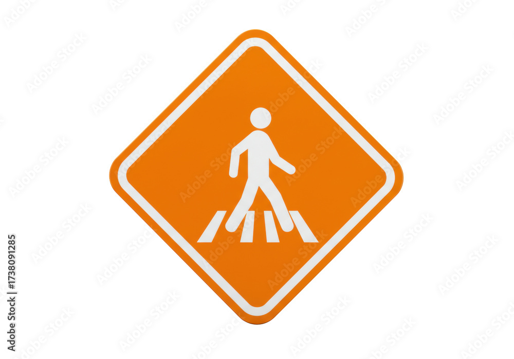 Isolated pedestrian crossing road sign for traffic safety, walking man ...