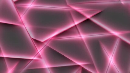 Abstract geometric pattern with vibrant pink neon light edges and triangles