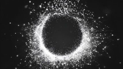 Abstract glowing circle particle effects on black background