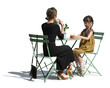© Martin - Asian woman sitting in an outdoor restaurant with her daughter, isolated on white and transparent background