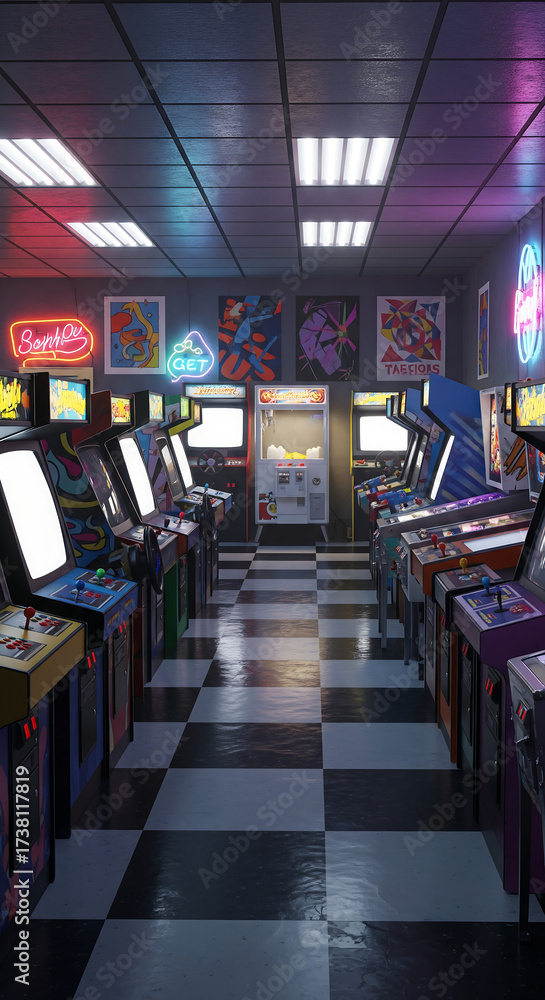 Step back in time with a vintage arcade atmosphere, filled with classic ...