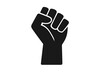© Billy - Raised fist vector icon for protest, freedom, and strength. Symbol of power, success, achievement, and revolution. Clenched hand graphic for social justice, resistance, solidarity.